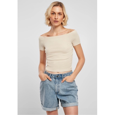 Urban Classics Дамски топ в цвят екрю Ladies Off Shoulder Rib TeeUB-TB1500-03680 - Екрю, размер 3XL