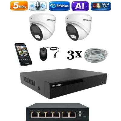 Amiko IP 2 kamerový set so switchom Ai Dl Dome 1500K2V2