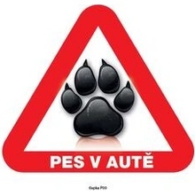 Grel nálepka pozor pes v autě tlapka