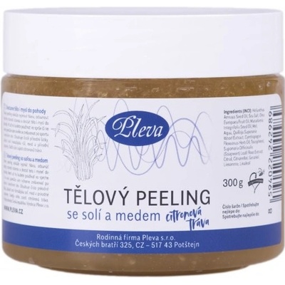 Pleva Tělový peeling se solí a medem s vůní citronové trávy, 300 g