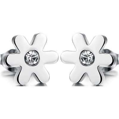 Troli kvietkované náušnice s kryštálom KES-044