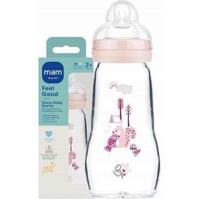 Mam Skleněná lahev Feel Good Forest růžová 260 ml