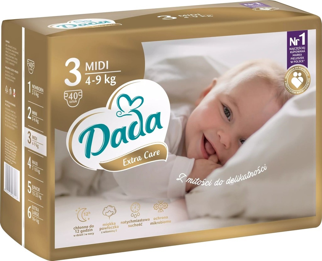 Tohle je absolutní vítěz srovnávacího testu - produkt DadaExtra Care 3 MIDI 4-9 kg 40 ks