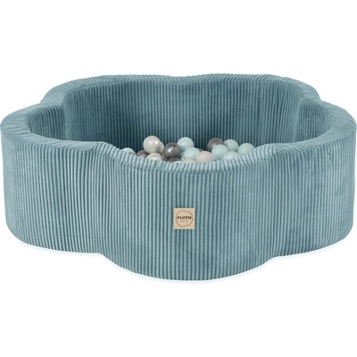 PLUSH NEST PLUSH NEST Suchý bazén Kvetinová zóna 95 × 30 cm, prémiový menčester, modrý s 200 loptičkami