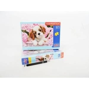 Castorland Puzzle 180 pieces Pup in Pink Flowers