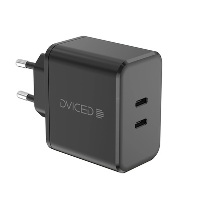 DVICED Wall charger 65W GaN 2 USB-C EU w cable - Black (DV221011)