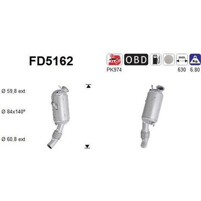 Filtr sazových částic, výfukový systém AS FD5162