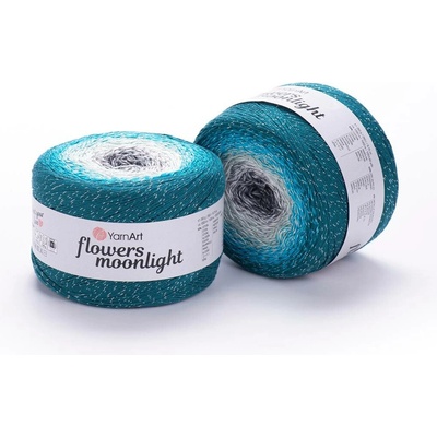 Yarn Art Příze Flowers Moonlight 3289 šedá, tyrkysová, petrolejová
