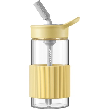 Buydeem CD1017 Portable Glass Straw Bottle 500 ml, Mellow Yellow (CD1017-MY)
