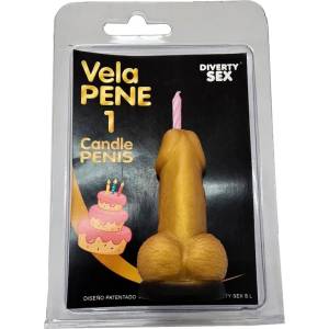  Свещ във формата на пенис, цифрата 1 - Penis Shape Candle Gold (D-246296)