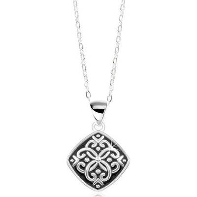 Šperky eshop Nastavitelný stříbro přívěsek s černou glazurou a ornamenty SP13.22