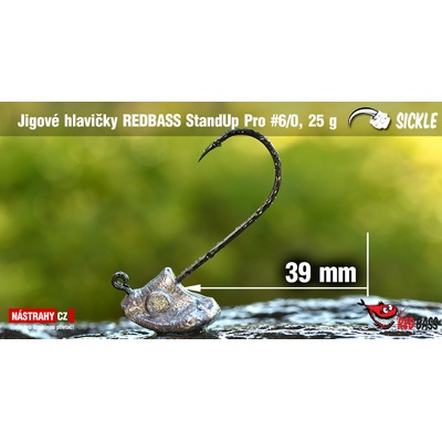 REDBASS Neváznoucí jigová hlava StandUp Pro Sickle vel.6 37 - 43mm 25g 5 ks