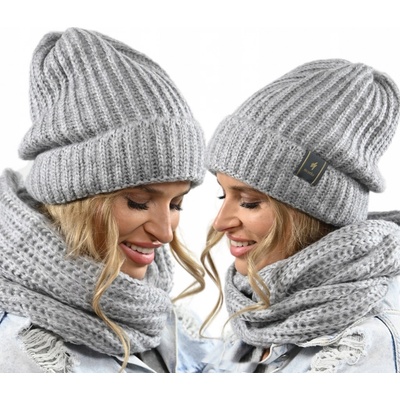 Fashionweek dámská zimní souprava čepice + tunelová šála s vlnou ZIZI-02 šedý