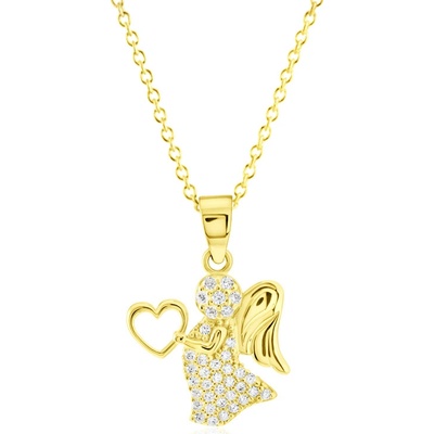 Gemmax Zlatý řetízek s přívěskem andílek se srdíčkem GLSYB-24231-36261