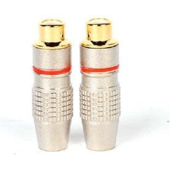 Royal Конектор Royal Kit HQ RCA Female 2PCS, комплект от 2 броя чинч RCA(ж), за монтаж към кабел, метален, позлатен с червена ивица