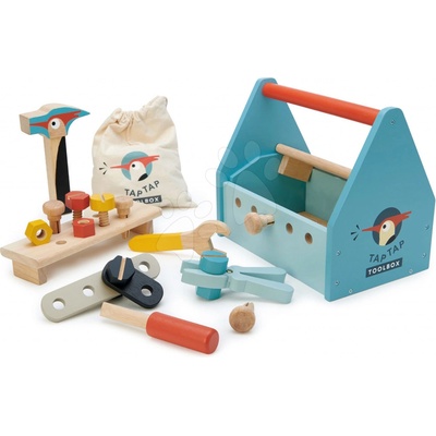 Tender Leaf Toys drevený kufrík Tap Tap Tool Box s pracovným náradím a zatlkáčkou TL8563