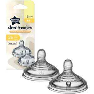 Tommee Tippee Комплект биберони Tommee Tippee - Closer to Nature, 2 капки, 3 м+, 2 броя (TT.0005) - ozone