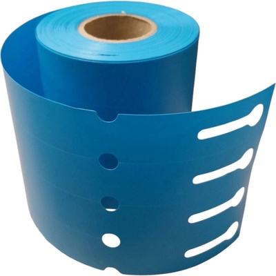 Plastová Etiketa záhradnícka 25 mm x 250 mm, 4 - Produkcia, Polypropylén, Bledomodrá, Dutinka 40 mm, 500 ks/kotúč, Priemer kotúča 90 mm