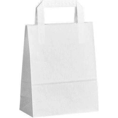 Papírová taška bílá Topcraft 180x80x220 mm s plochým uchem