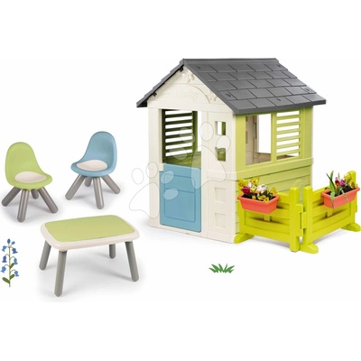 Smoby Set domček s polovičnými dverami a záhradkou Jolie Life so stolíkom a 2 stoličkami KidChair