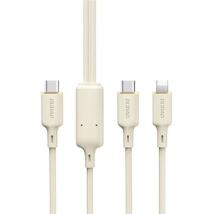 Dudao 2в1 кабел Dudao L7SF, USB-C към USB-C / Lightning, 100W, 1.2m, бежов (L7SF)