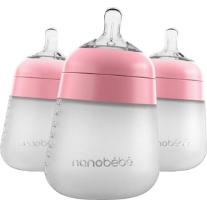 Nanobebe Комплект силиконови бутилки Nanobebe - Flexy, 270 ml, 3 броя, розови (31223) - ozone
