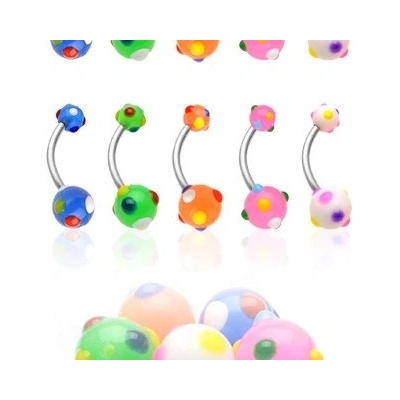 Šperky eshop piercing do pupíku vícebarevné tečky W38.38 zelená