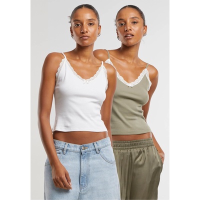 Urban Classics 2 Броя Дамски Потници Ladies V-Neck Lace Top 2-Pack paleolive+offwhite XXLUB-TB7514A-20673 - Камуфлаж, размер 3XL