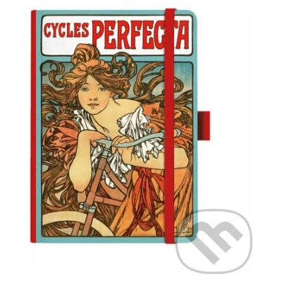 Notes A5 Premium Alfons Mucha 2027 tečky červený