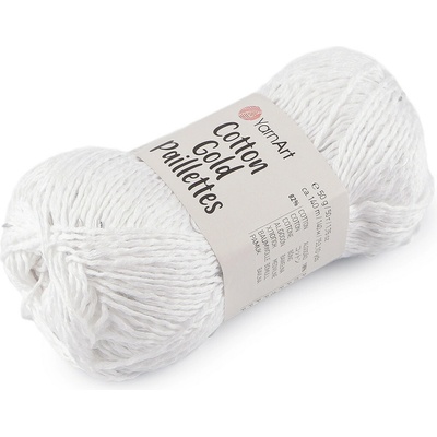 Pletací příze Cotton Gold Paillettes s flitry 50 g Varianta: 1 (7102) bílá stříbrná, Balení: 1 ks 60515/156439/280442