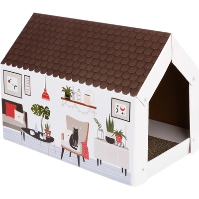 XL-domček pre mačky Home vr. škrabacej dosky- zimný design D 58 x Š 36 x V 41 cm