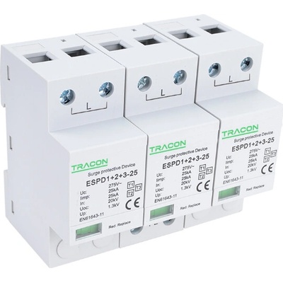 Tracon Zvodič prepätia AC typ T1+T2+T3 25kA 3P ESPD1+2+3-25-3P