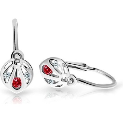 Danfil dětské náušnice C2265 z bílého zlata s kamínkem Ruby Dark