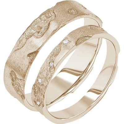 Eppi Snubní prsteny s ručně rytým povrchem z oříškového zlata Cley RW49507