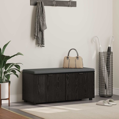 vidaXL Пейка за коридор с възглавница Черен Дъб 100 x 38 x 46 см (891489)