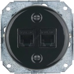 Bohemia Design - Порцеланова ретро Ethernet розетка без рамка 2x CAT5e черна (BF0055)