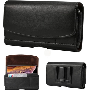 Púzdro AppleKing kožené peňaženkové na opasok iPhone XR/XS Max čierne