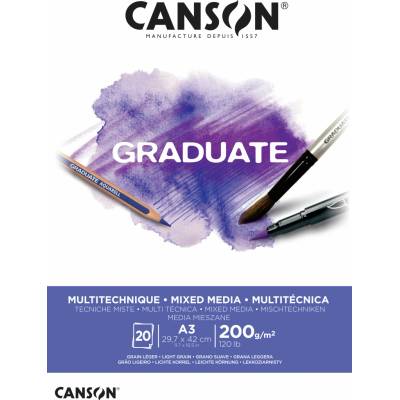 Canson Graduate Mix Media blok biely 200 g/m²20 listov A3 lepený