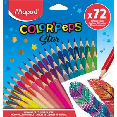 Maped Комплект цветни моливи, триъгълни, MAPED "ColorPeps Star", 72 различни цвята 832072 (832072)
