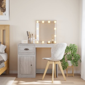 vidaXL Тоалетка с LED лампи, сив сонома, 90x42x132, 5 см (834976)