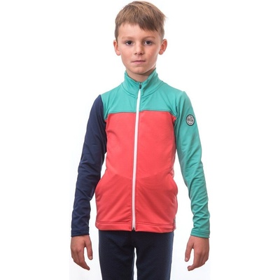 Sensor Coolmax Thermo detská celozips korál/sea green/deep blue: