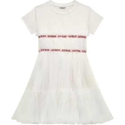 Guess Разкроена комбинирана рокля в бяло за момиче Guess
