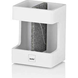 KELA Поставка за четки за зъби Cube - бяла с елемент във вид на камък (KELA-23693)