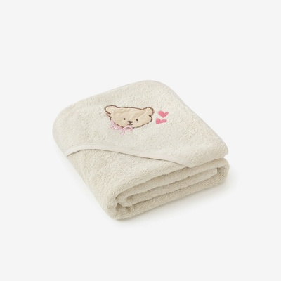 Goldea detská osuška s kapucňou medvedík na béžovej 100 x 100 cm