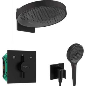 Hansgrohe - Душ комплект с вградена смесителна батерия, с корпус, диаметър 36 см, 3 струи, матово черно SANI21HHH409 (SANI21HHH409)