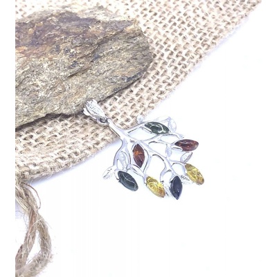 Jan Kos jewellery Stříbrný přívěsek s jantarem 12125461