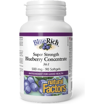Natural Factors Синя боровинка Супер концентрат BlueRich® 500 mg 90 софтгел капсули | Natural Factors (4516 NF)