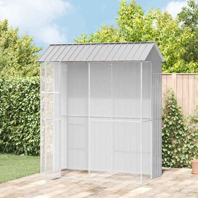 vidaXL Клетка за птици Сив 215 x 110 x 247 см Галванизирана стомана (3325173)