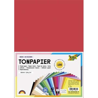 folia Цветна хартия A4, 130 g, 25x4 листа, FOLIA, смесени цветове 6499 (6499)