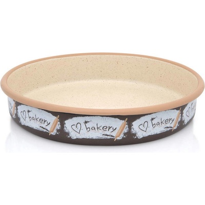 Metalac Posude 28 см кръгла емайлирана тава Metalac Posude с декор Bakery